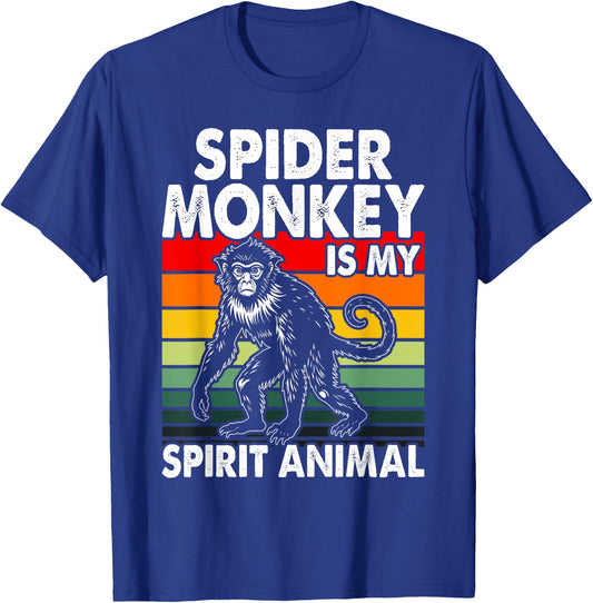 Spider Monkey Retro Vintage T-Shirt - T-Shirt | Royal