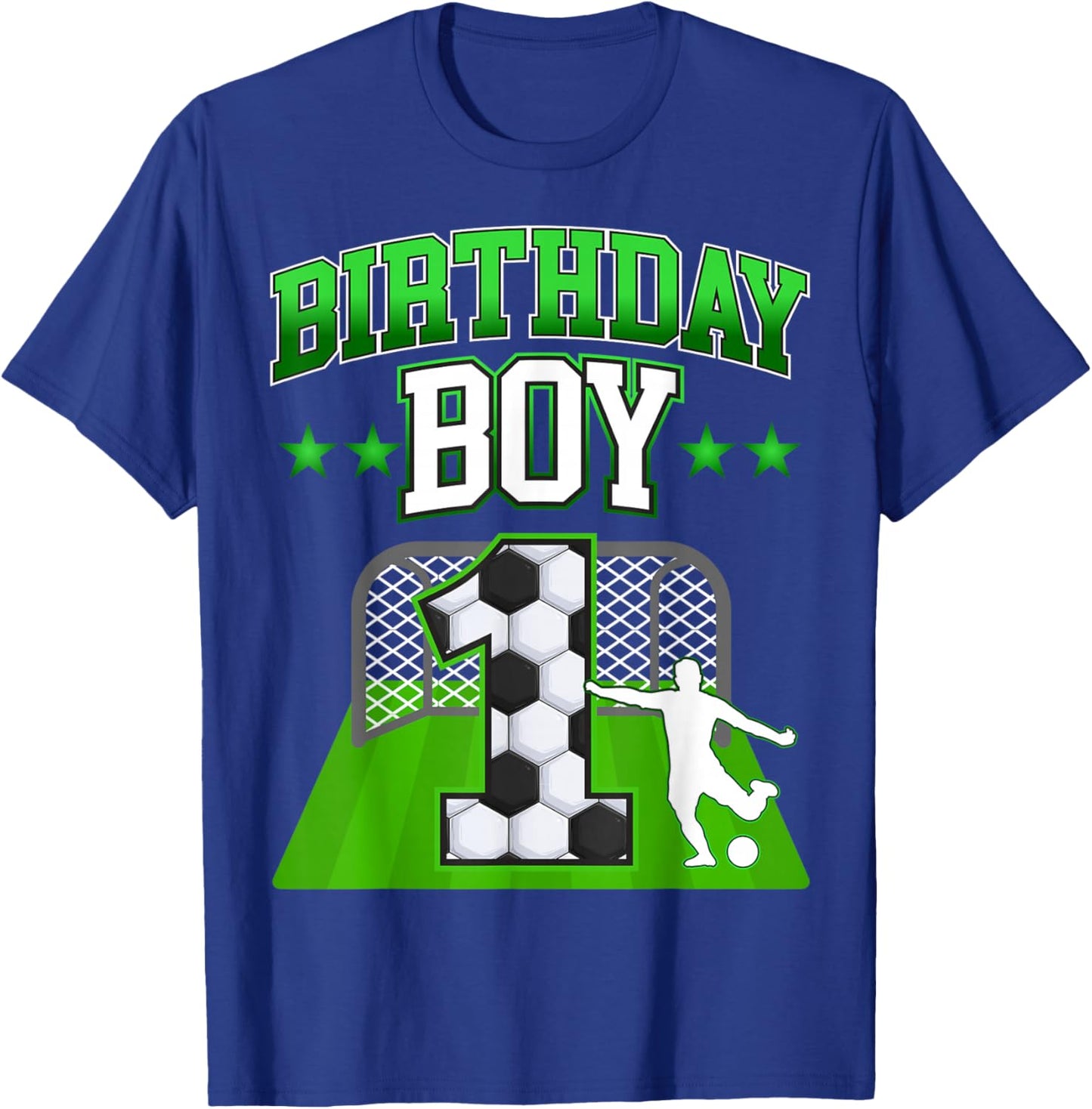 Soccer Themed Birthday boy Outfit for 1 Year Old Celebration T-Shirt - T-Shirt | Royal