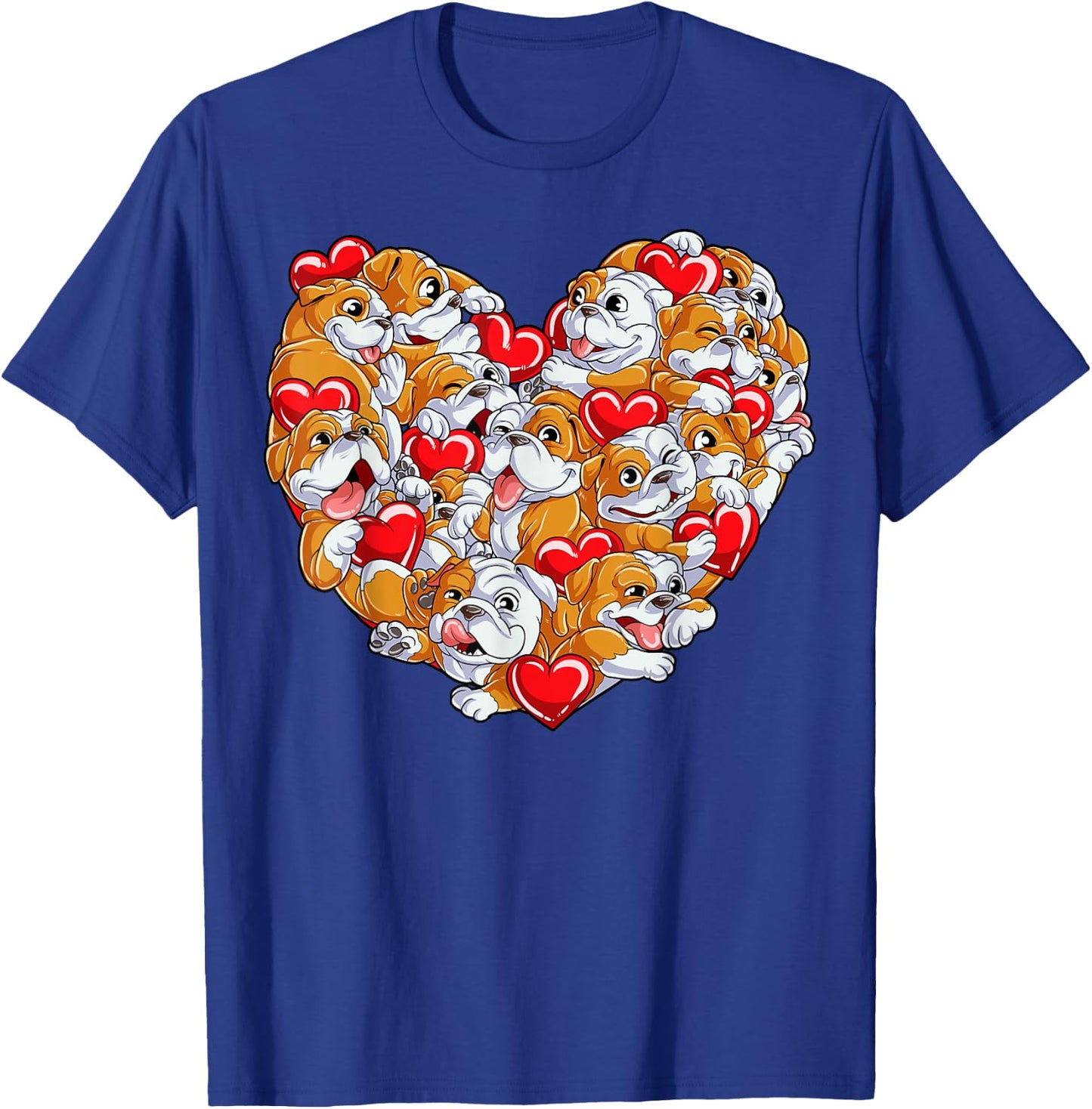 English Bulldog Valentines Day Shirt Heart Dog Lover Boys T-Shirt - T-Shirt | Royal
