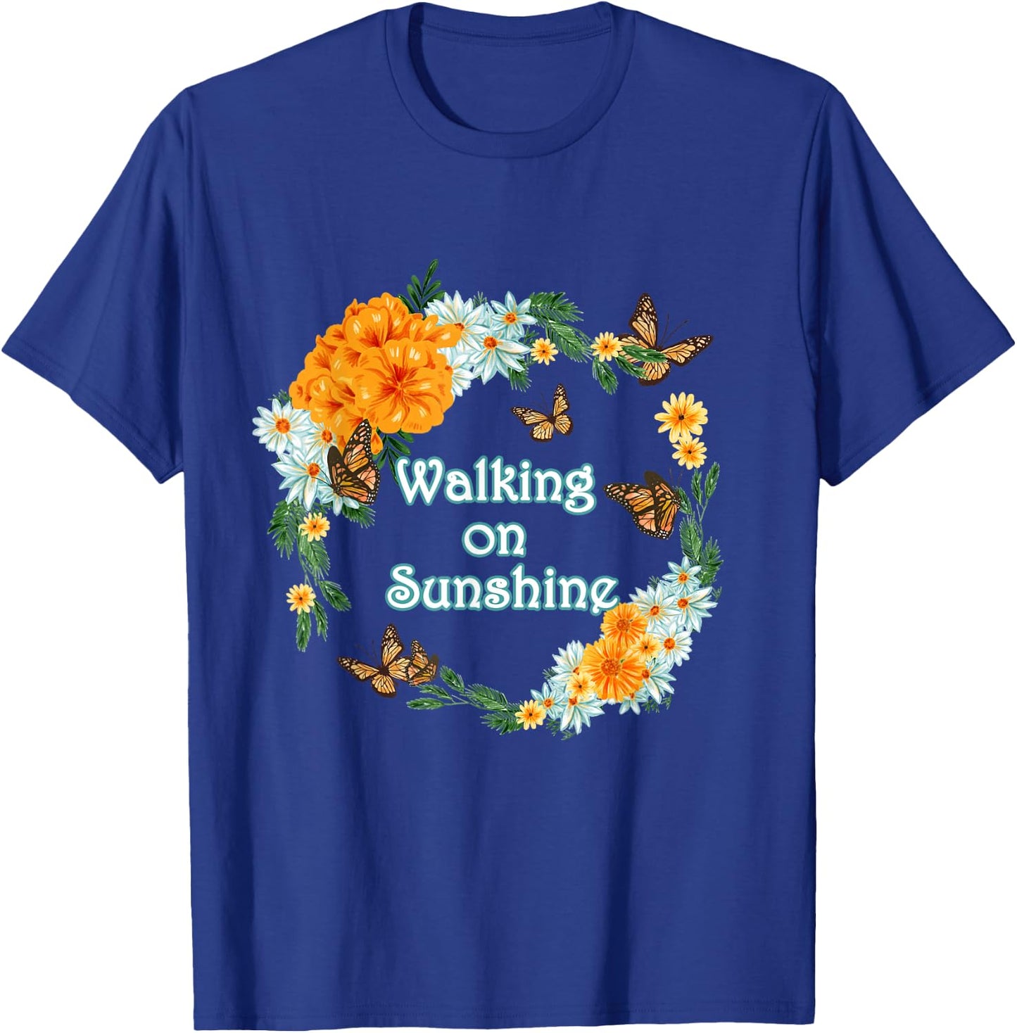 Walking on Sunshine Monarch Butterfly Vintage Summer Men Women Girls Kids T-Shirt - T-Shirt | Royal