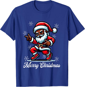 African American Santa Shirt Afro Santa Merry Christmas T-Shirt - T-Shirt | Royal