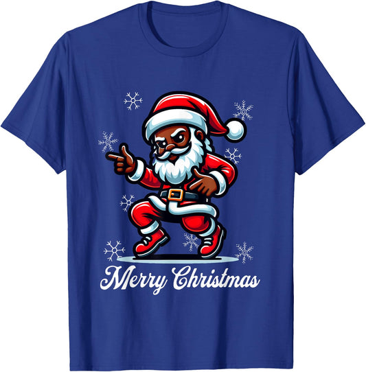 African American Santa Shirt Afro Santa Merry Christmas T-Shirt - T-Shirt | Royal