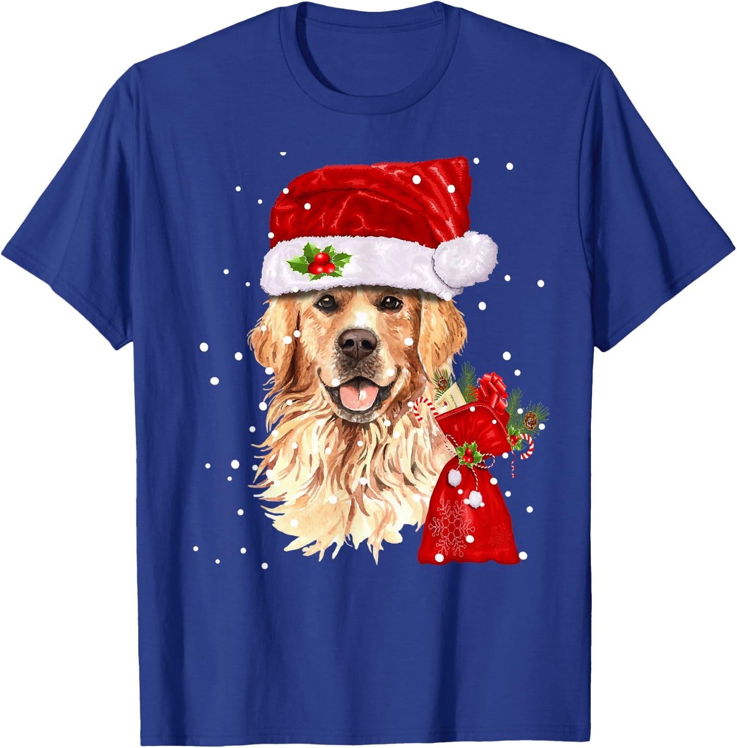 Golden Retriever T Shirt Dog Christmas Light Holiday Party Women Kids T-Shirt - T-Shirt | Royal
