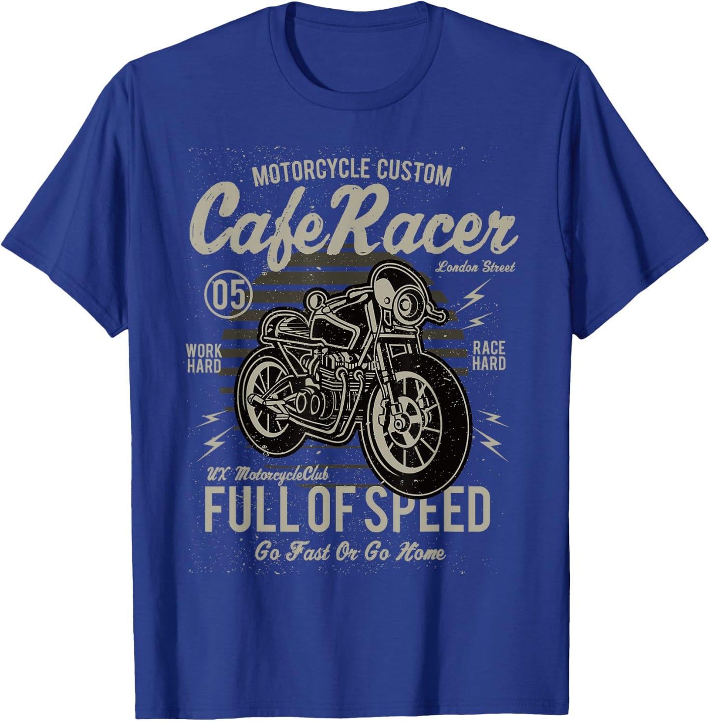 Vintage Motorcycle Biker Cafe Racer Full Of Speed T-Shirt - T-Shirt | Royal