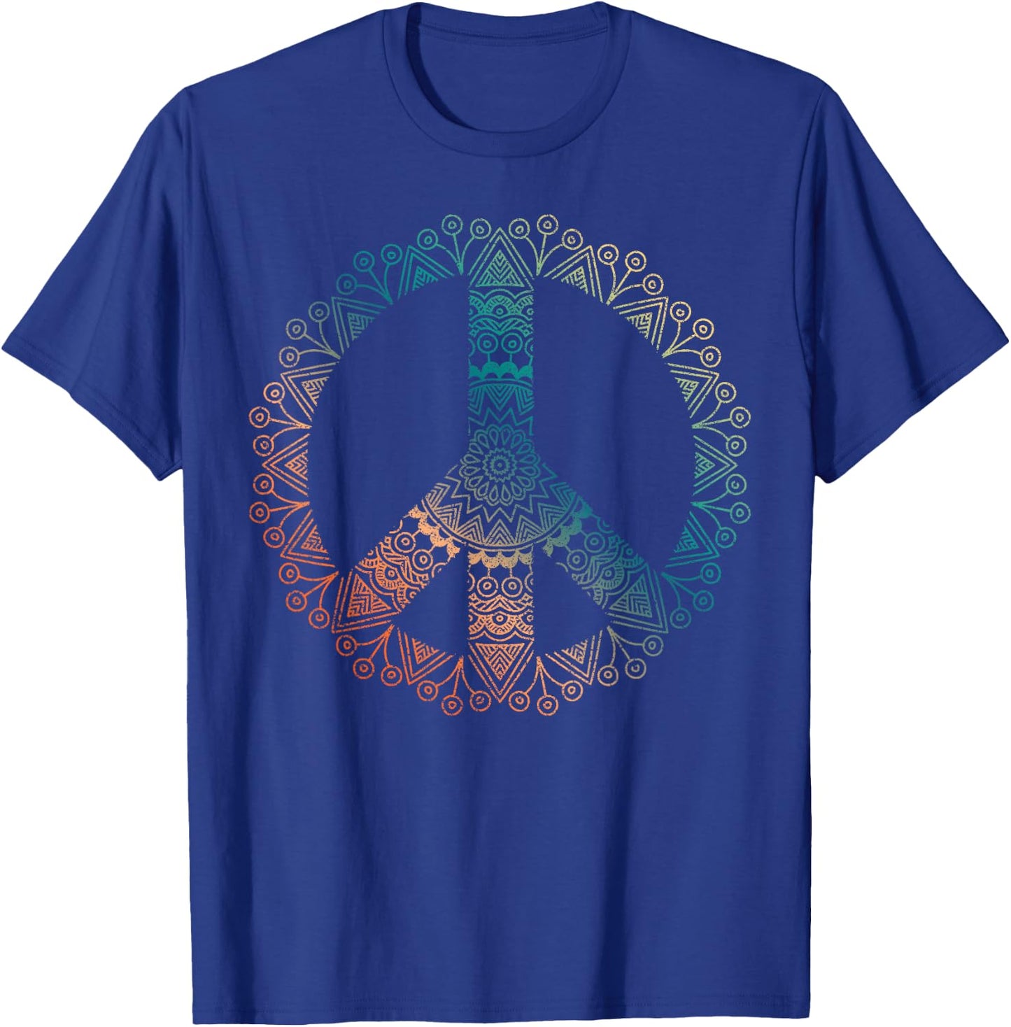 Neutral Boho Yoga Ornate Mandala Peace Sign Hippie T-Shirt - T-Shirt | Royal
