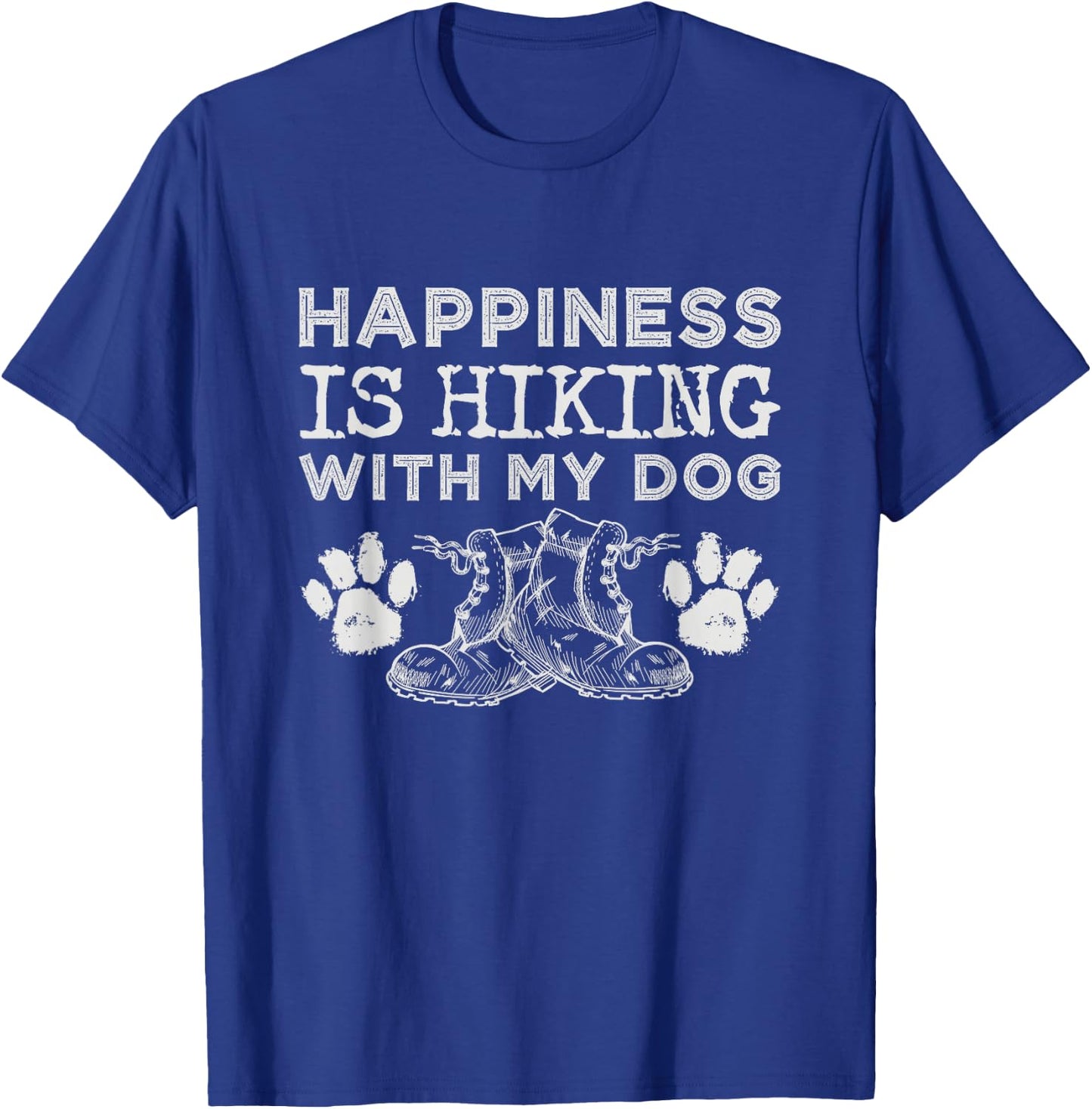 Happiness Is Hiking With My Dog Outdoor Gift Hiking T-Shirt - T-Shirt | Royal