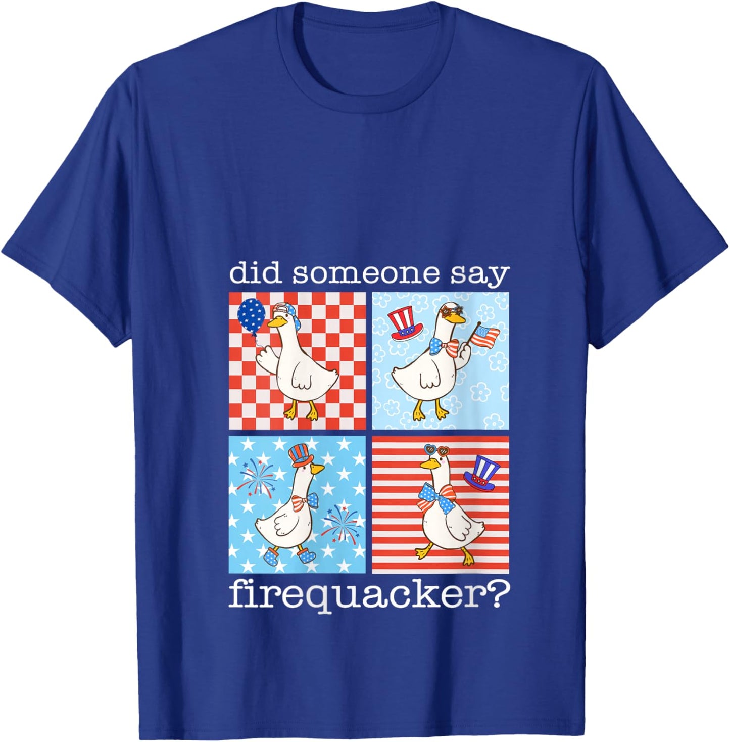 Women's Retro Did Someone Say Firequacker Silly Goose 4th of July V-Neck T-Shirt - T-Shirt | Royal