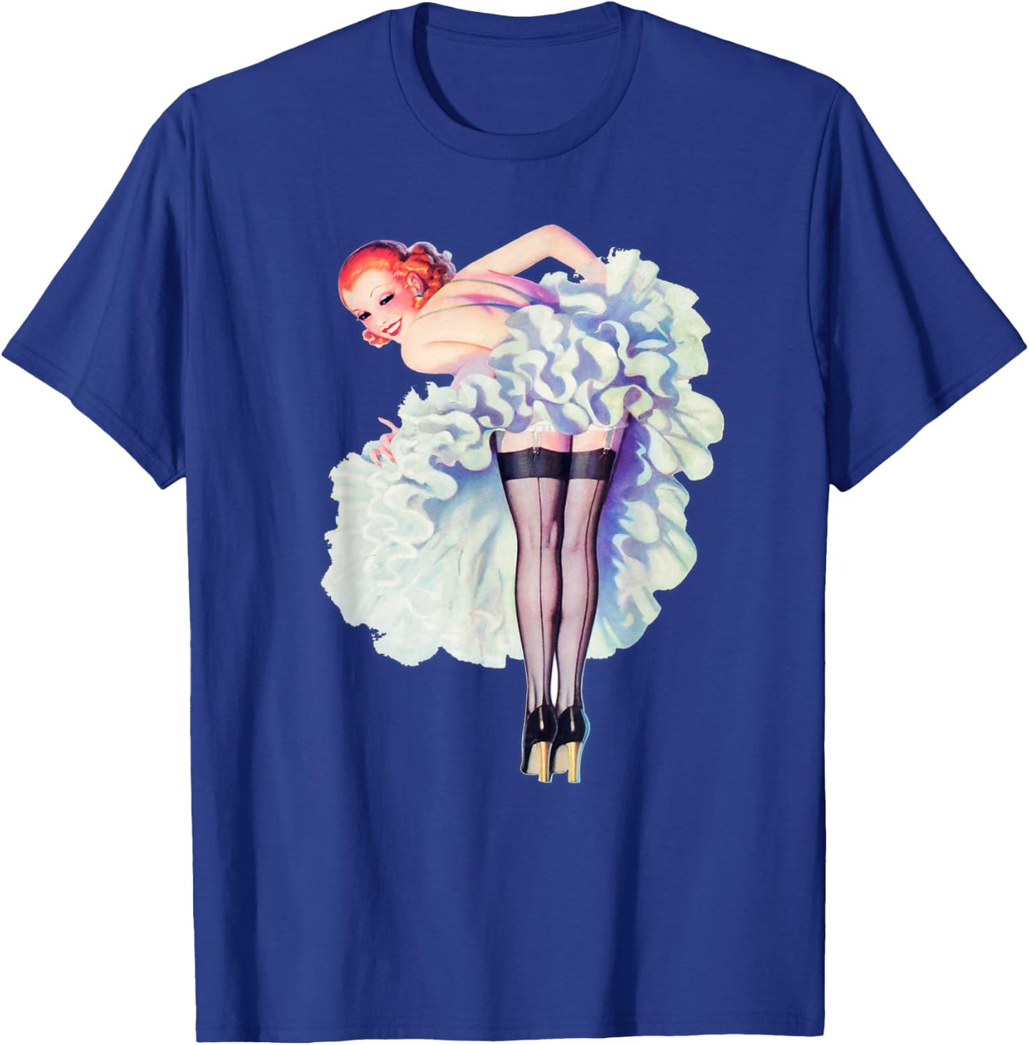 WW2 America Vintage Redhead Pin Up Girls-Sexy Pinup Girl Art T-Shirt - T-Shirt | Royal