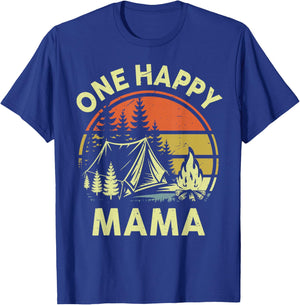 Funny One Happy Mama Camper Toddler Boy Camping Campfire T-Shirt - T-Shirt | Royal