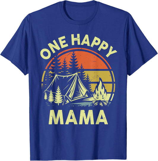 Funny One Happy Mama Camper Toddler Boy Camping Campfire T-Shirt - T-Shirt | Royal