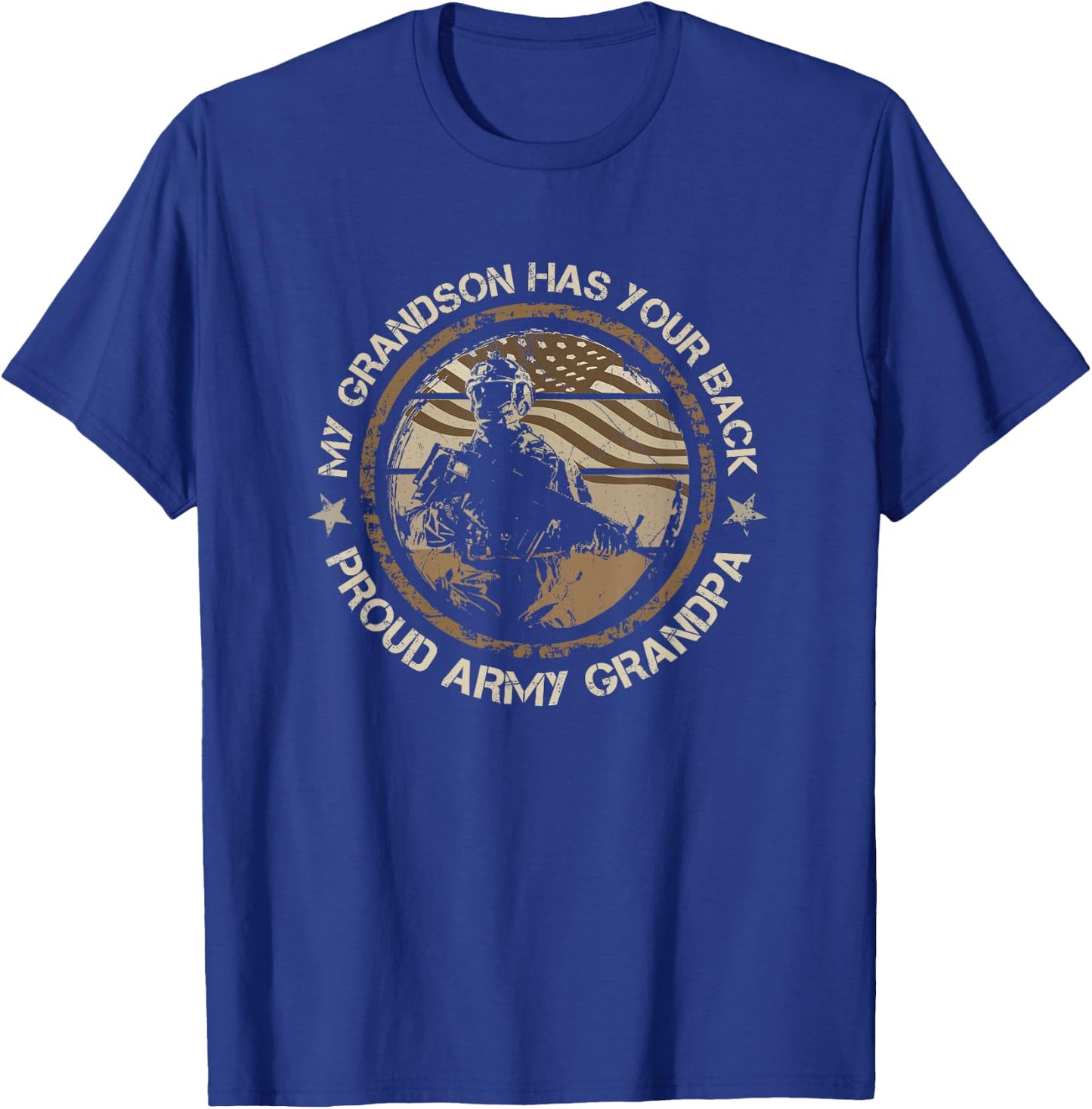 My Grandson Has Your Back Proud Army Grandpa Military Family T-Shirt - T-Shirt | Royal