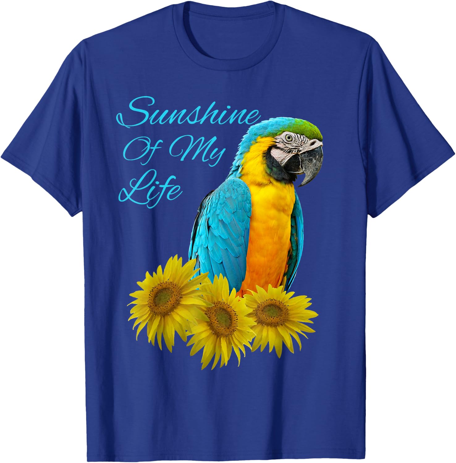 Yellow Chestnut Macaw Parrot Sunshine Sunflower T-Shirt - T-Shirt | Royal