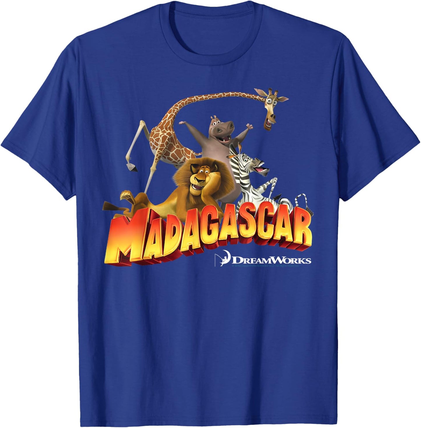Madagascar Group Shot Classic Movie Logo T-Shirt - T-Shirt | Royal