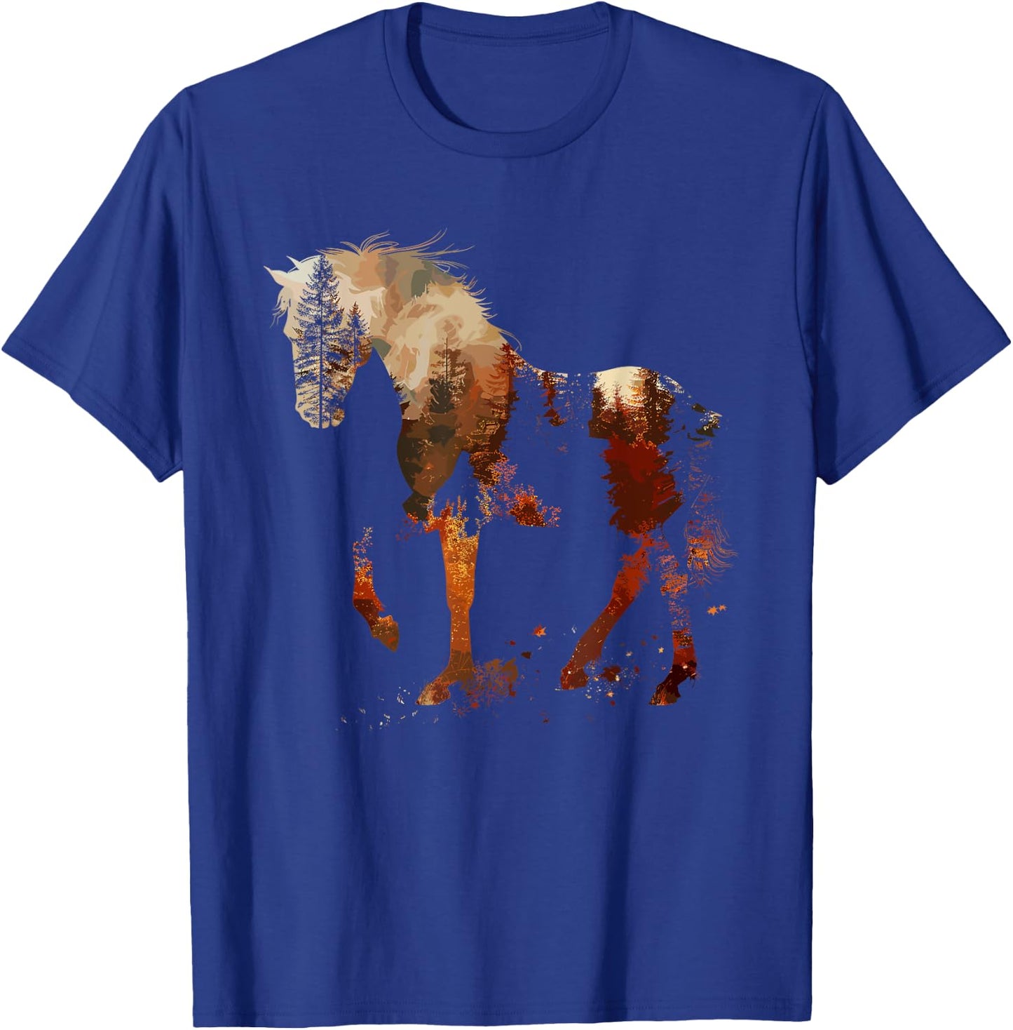 Cute Horse Lover Autumn Leaves Pony Animal Wildlife T-Shirt - T-Shirt | Royal