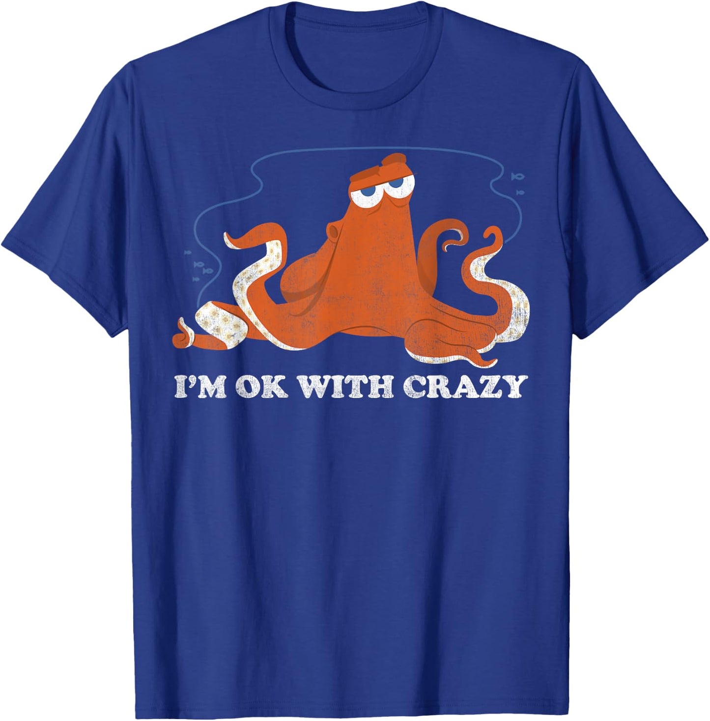 Disney Pixar Finding Dory Hank Ok With Crazy Bold Logo T-Shirt - T-Shirt | Royal