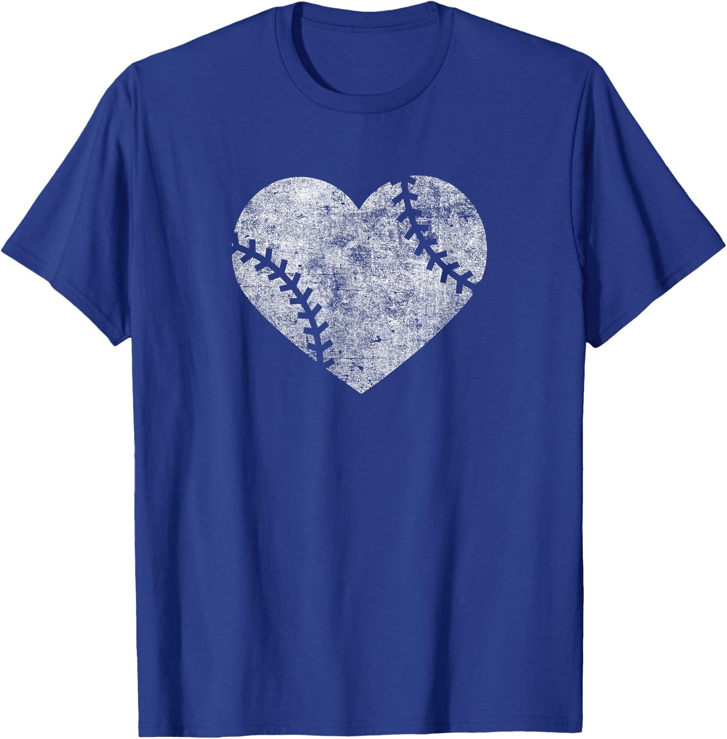 I Love Baseball Distressed Vintage Heart Graphic T-Shirt - T-Shirt | Royal