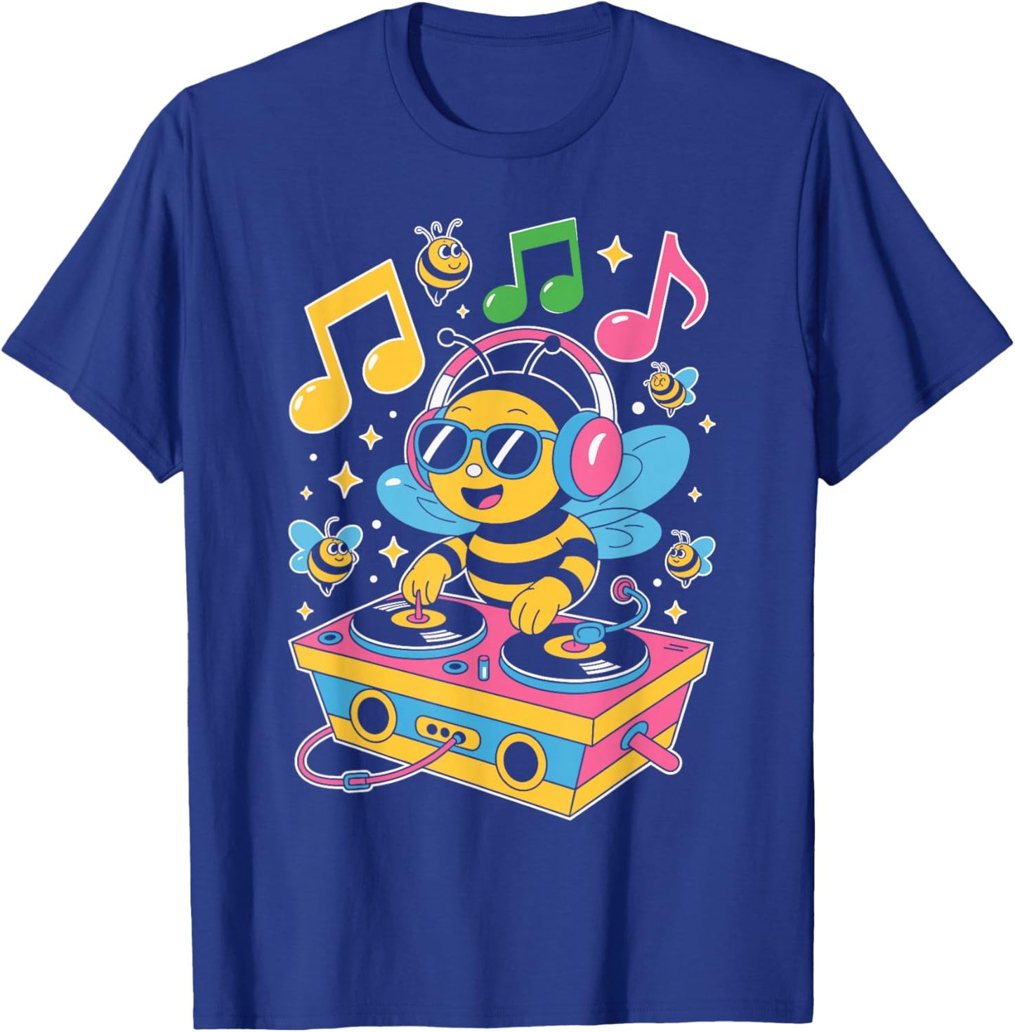 DJ Bee – Funny Music Lover Cartoon Design T-Shirt - T-Shirt | Royal