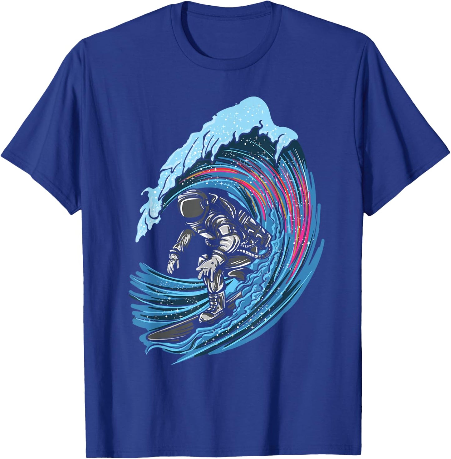 Astronaut in Space Surfer Surfing Beach Artsy T-Shirt - T-Shirt | Royal
