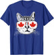 Canada Flag Canadian Cat Sunglasses Funny T Shirt Men Women T-Shirt - T-Shirt | Royal