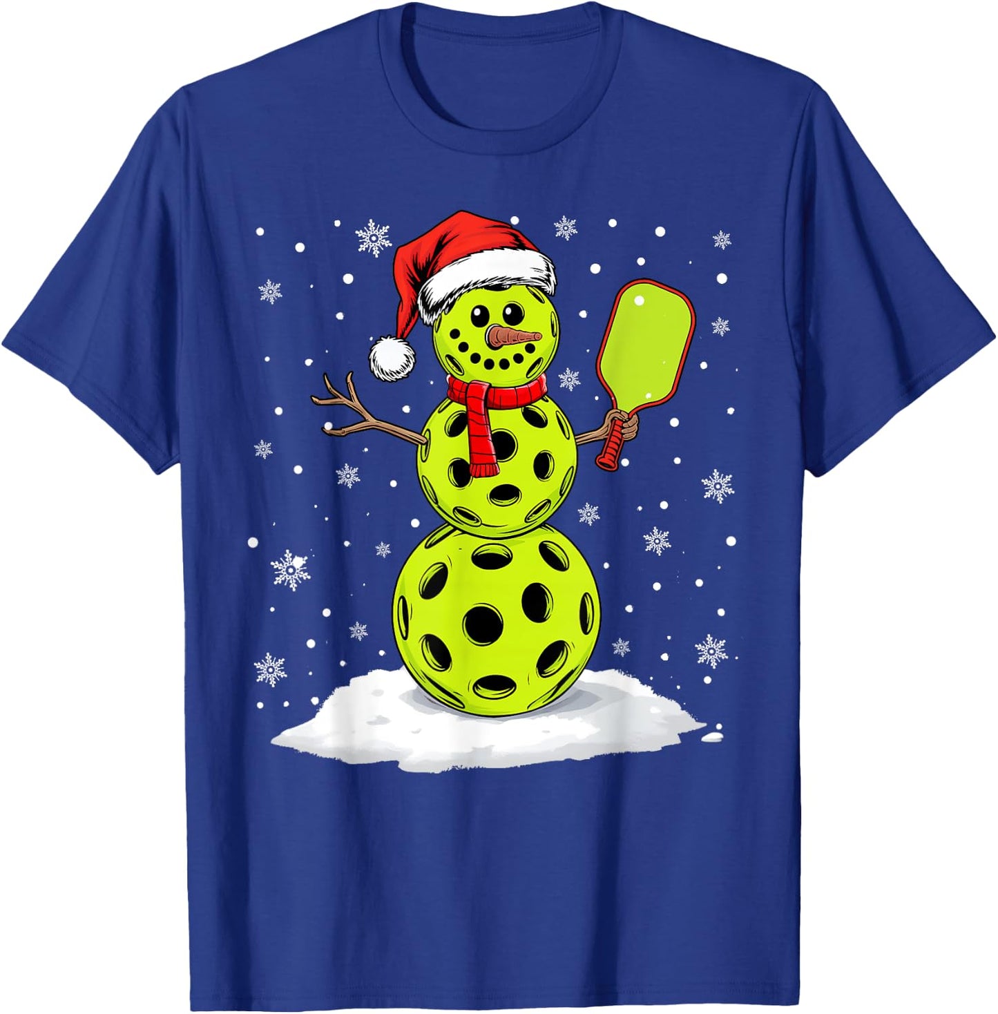 Santa Hat Snowman Xmas Funny Pickleball Lover Christmas T-Shirt - T-Shirt | Royal