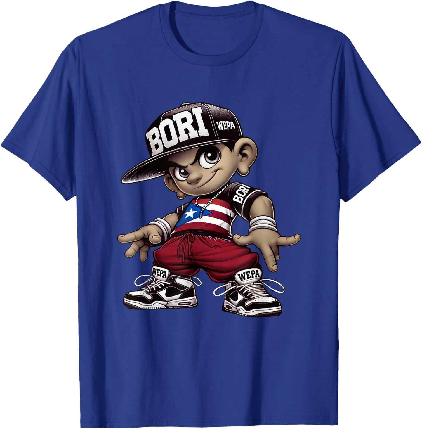 Bori Kid Puerto Rican Flag Boricua Attitude Cute Hip Hop Fun T-Shirt - T-Shirt | Royal