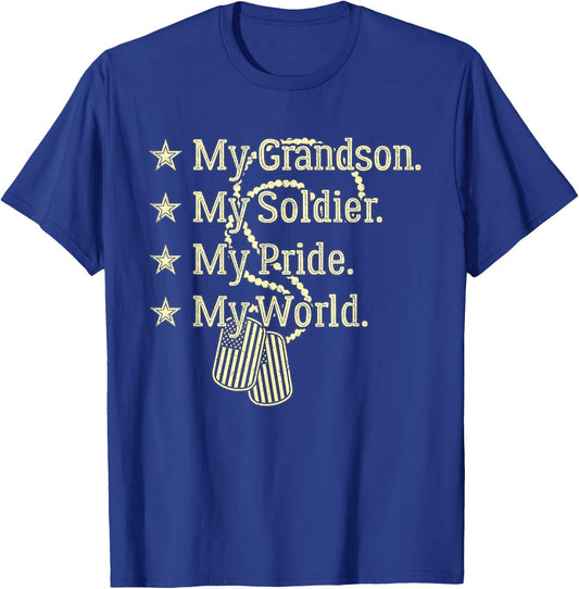 My Grandson My Soldier Hero Proud Military Grandparent Gift T-Shirt - T-Shirt | Royal