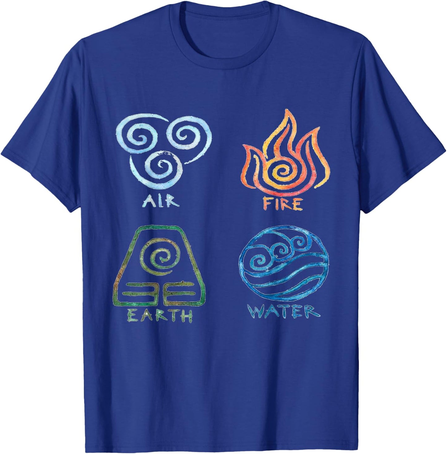 Vintage Graphic Funny Air Fire Water Earth Classic Logo T-Shirt - T-Shirt | Royal