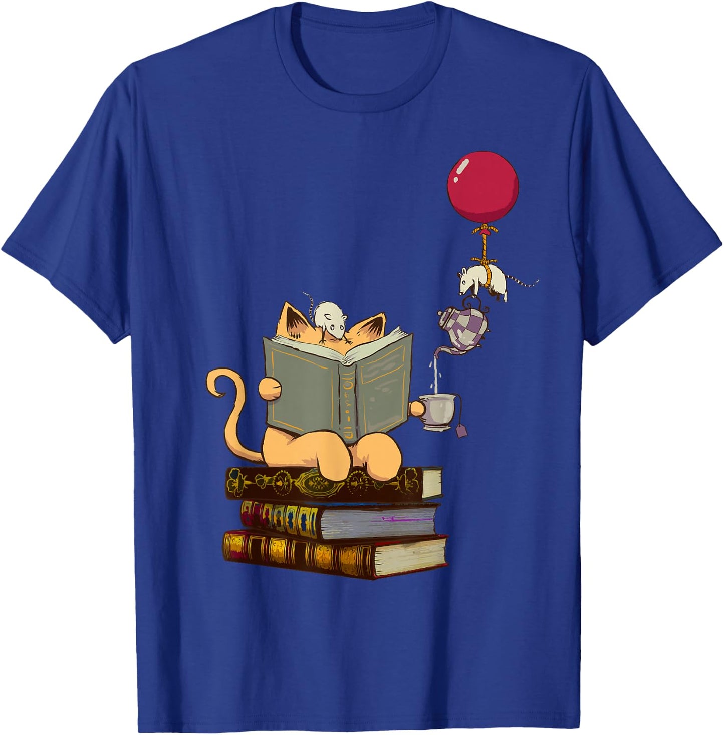 Kittens, Cats, Tea, Books and Balloon T-Shirt - T-Shirt | Royal