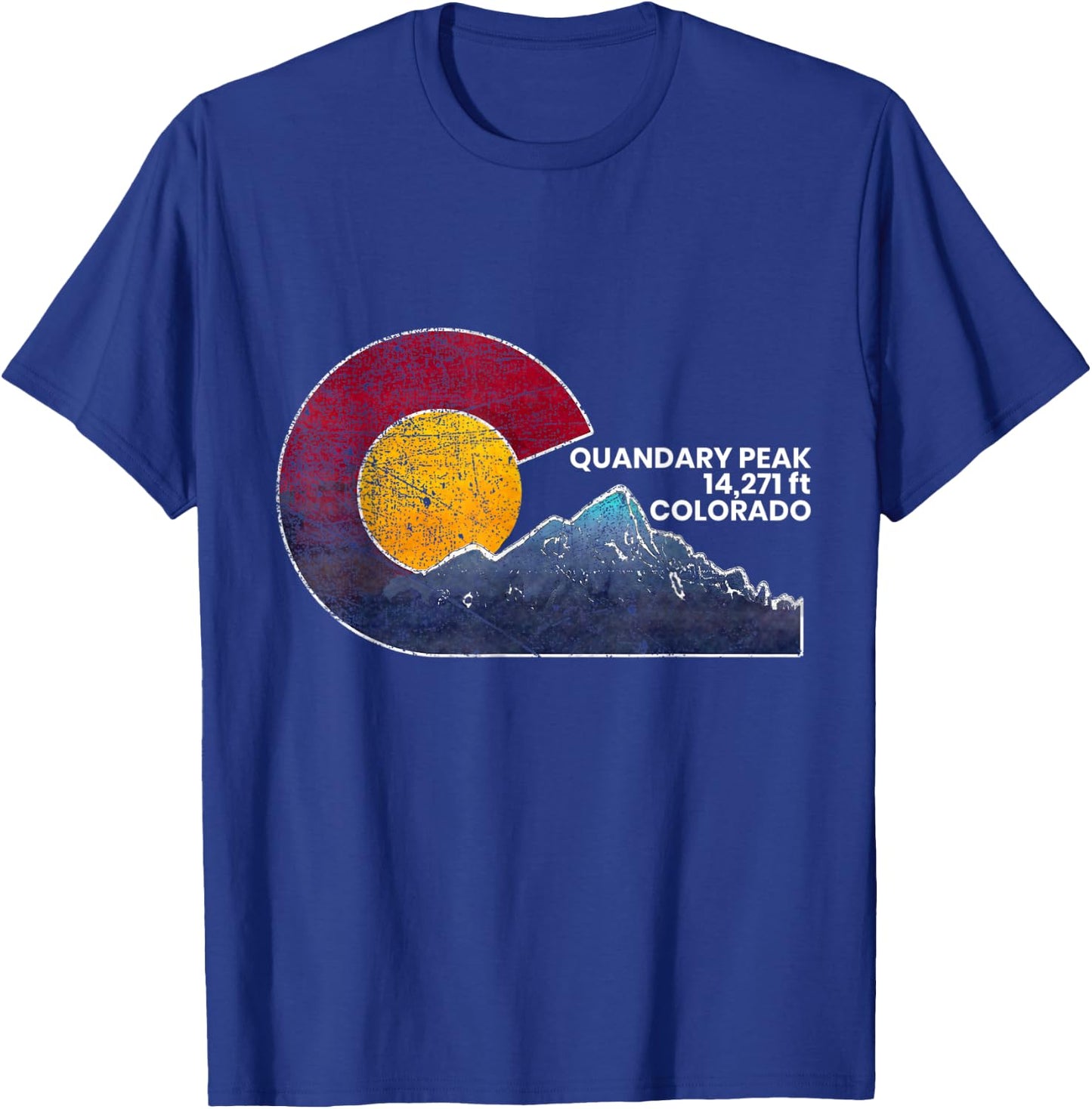 Quandary Peak Colorado Flag Inspired Scenery T-Shirt - T-Shirt | Royal