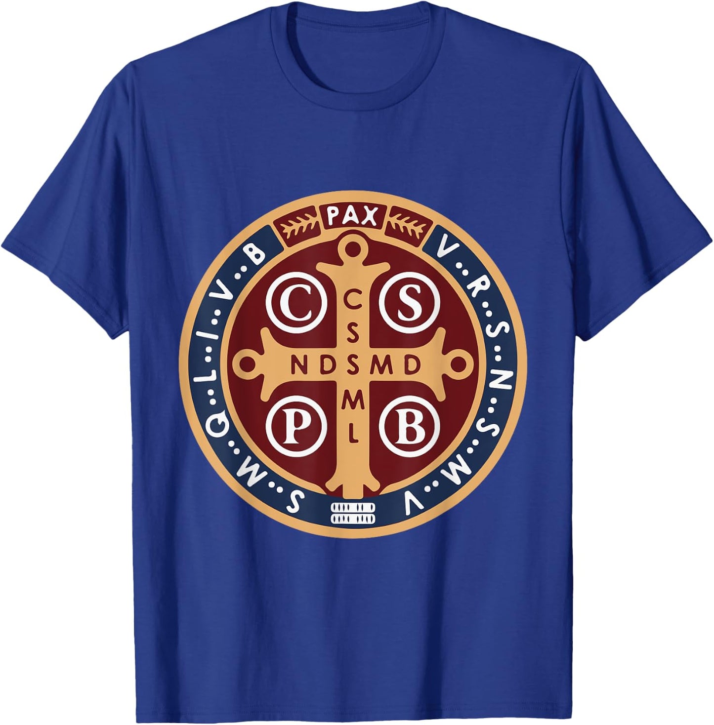 Spiritual Religious Christian Catholic St Benedict T-Shirt - T-Shirt | Royal