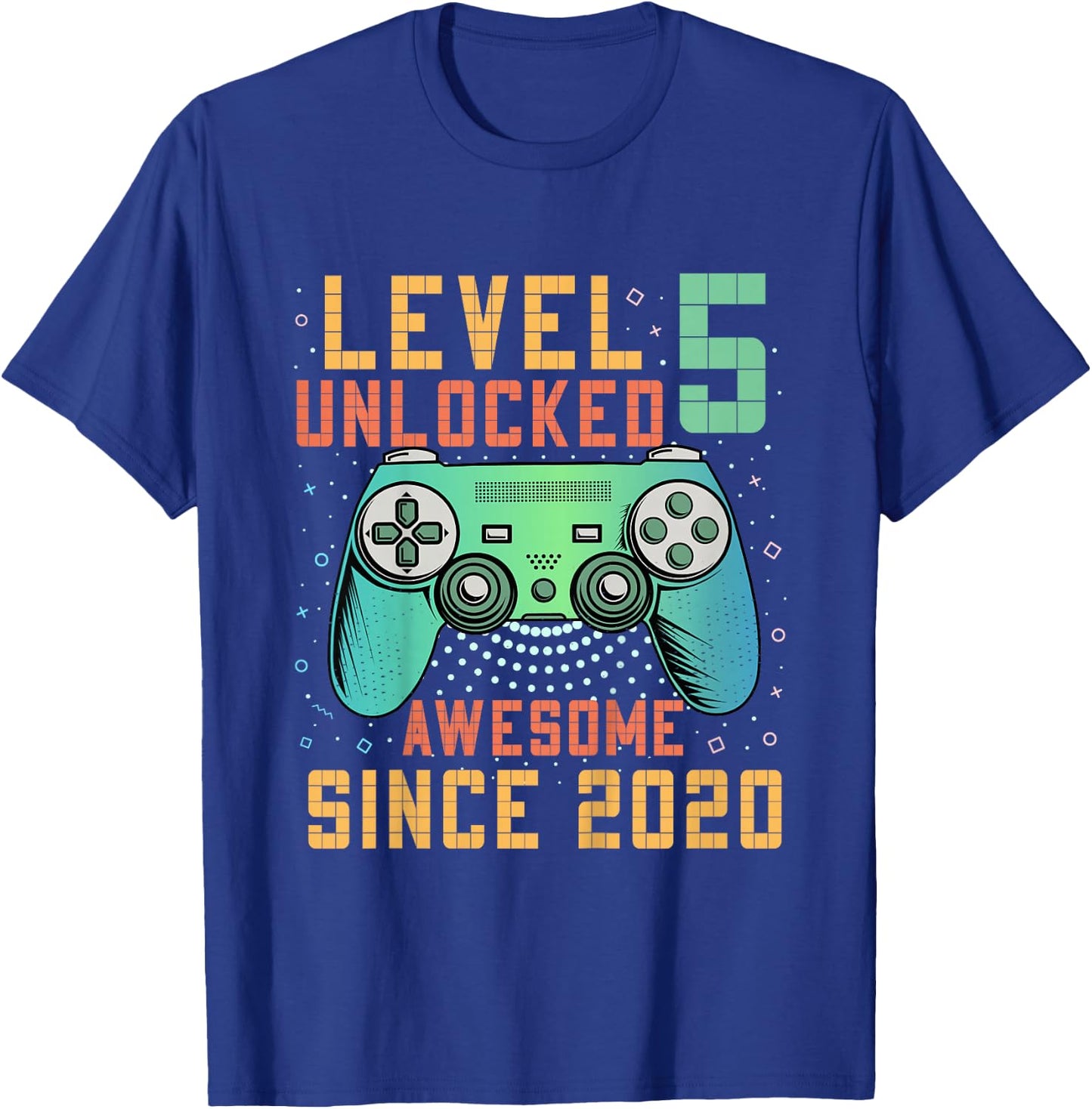 Kids Level 5 Unlocked 5th Birthday 5 Year Old Boy Gifts Gaming T-Shirt - T-Shirt | Royal