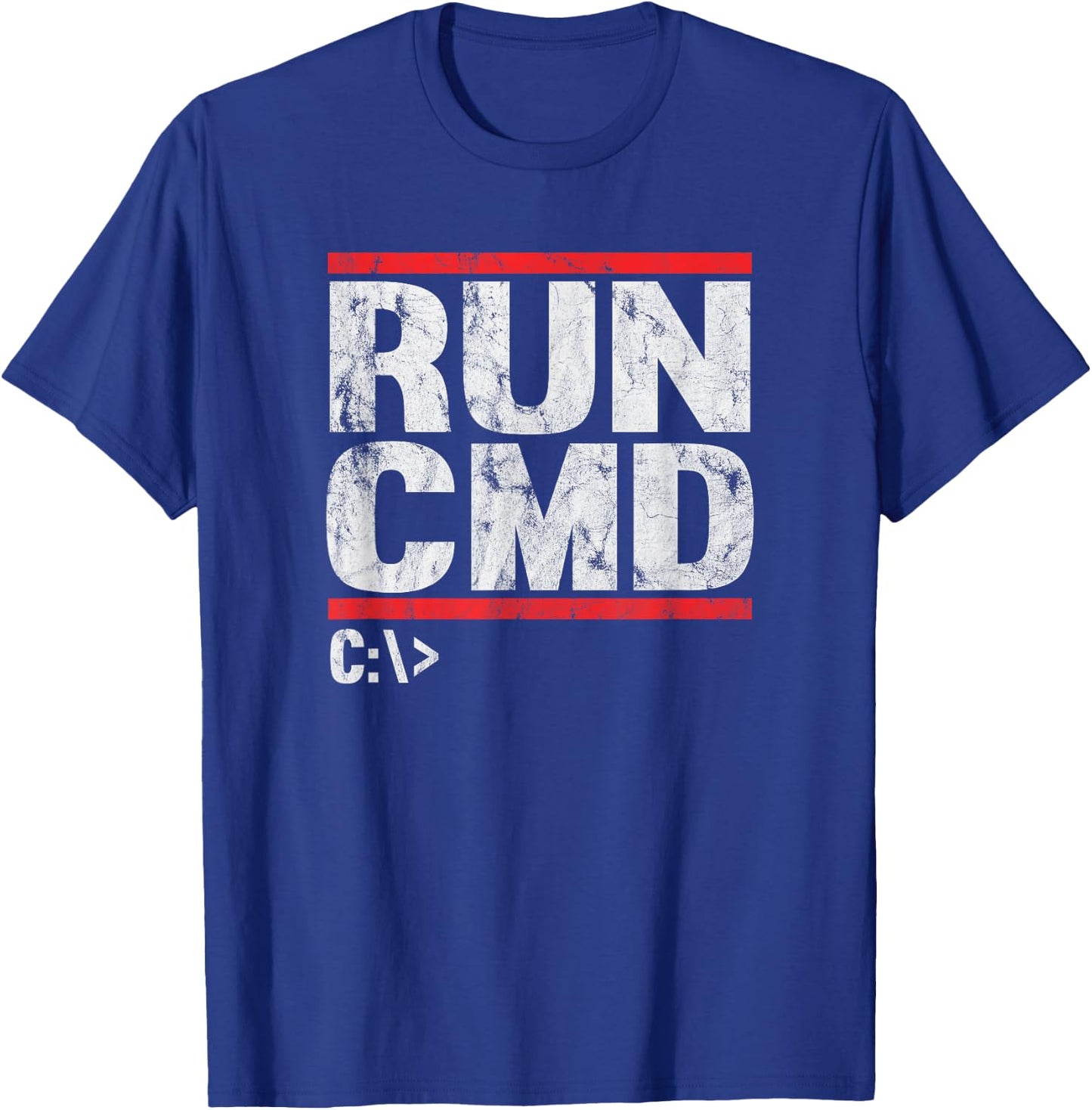 Run CMD Distressed Funny T-Shirt - T-Shirt | Royal