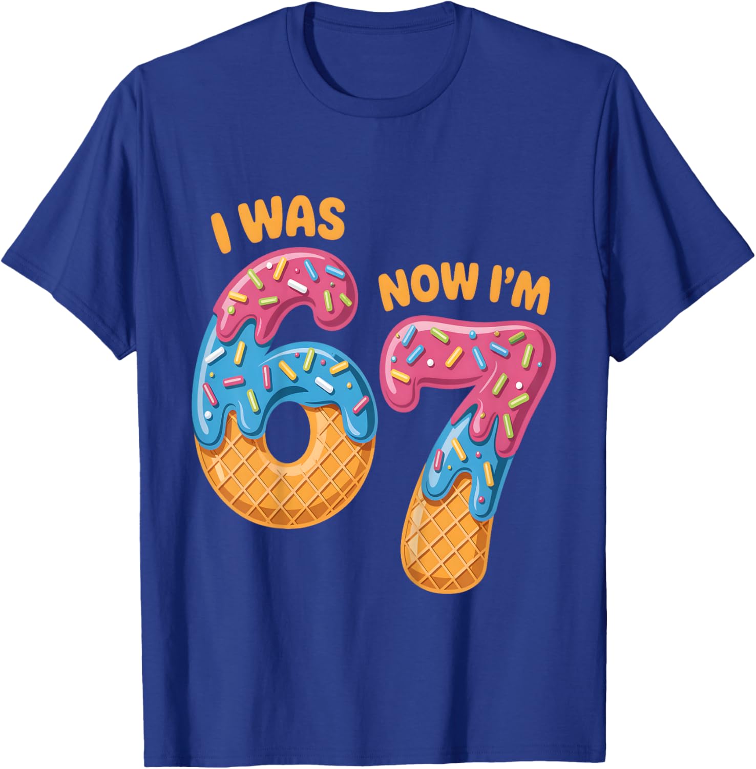 I was 6 Now Im 7 Year Old 7 Bday Ice Cream Drip 6 7 Birthday T-Shirt - T-Shirt | Royal