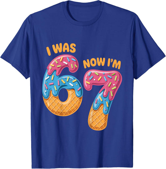 I was 6 Now Im 7 Year Old 7 Bday Ice Cream Drip 6 7 Birthday T-Shirt - T-Shirt | Royal