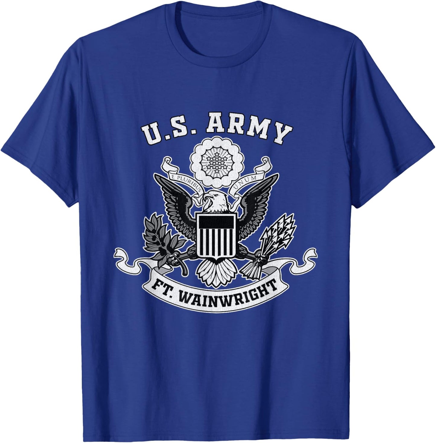 Fort Wainwright Alaska Military Base Eagle Emblem Vintage T-Shirt - T-Shirt | Royal
