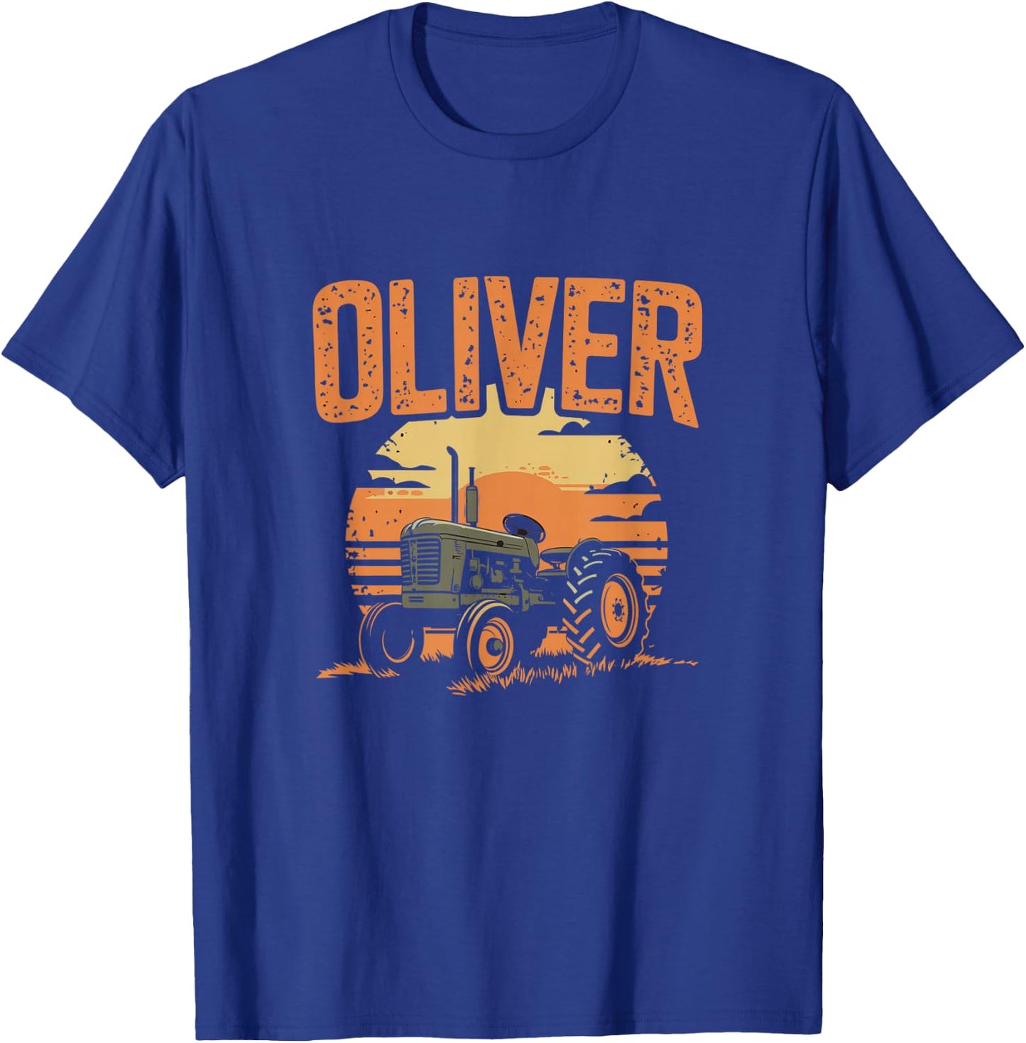 Oliver Personalized Nametag Tractor for OLIVER T-Shirt - T-Shirt | Royal