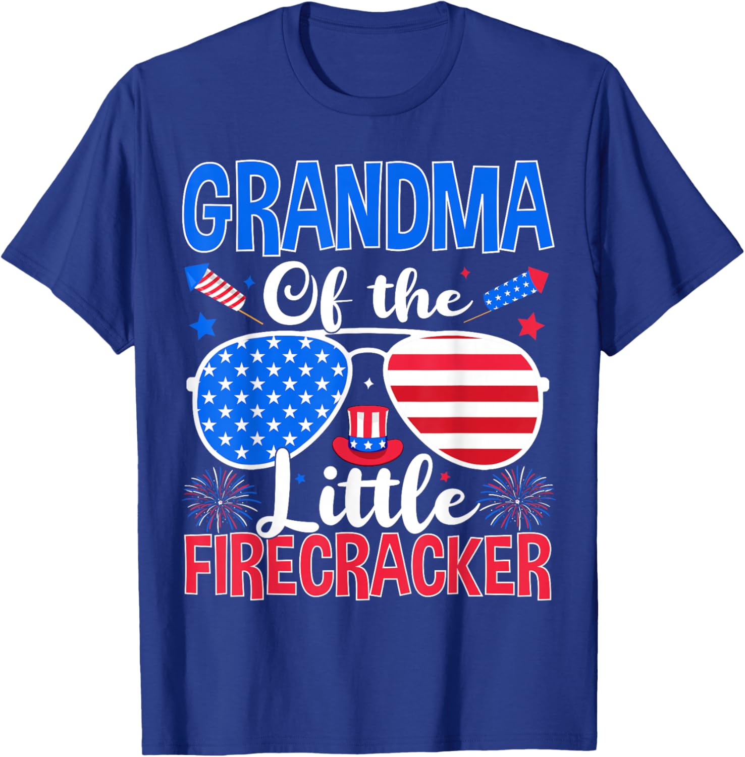 Grandma of The Little Firecracker Funny Family 4th of July T-Shirt - T-Shirt | Royal