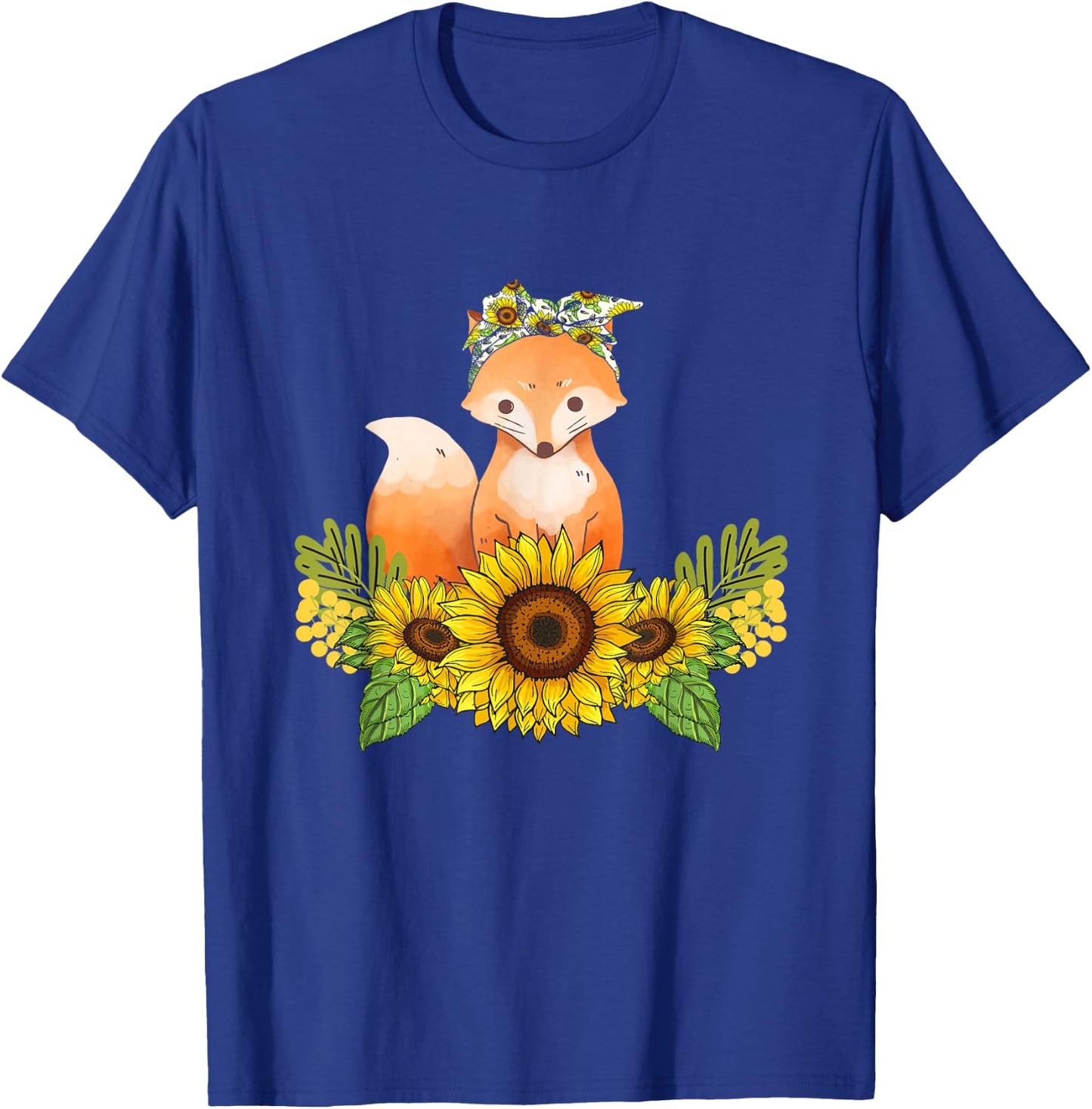 Fox Sunflower Shirt Fox Lover Animals Outfit Dog Owner Women Kids T-Shirt - T-Shirt | Royal