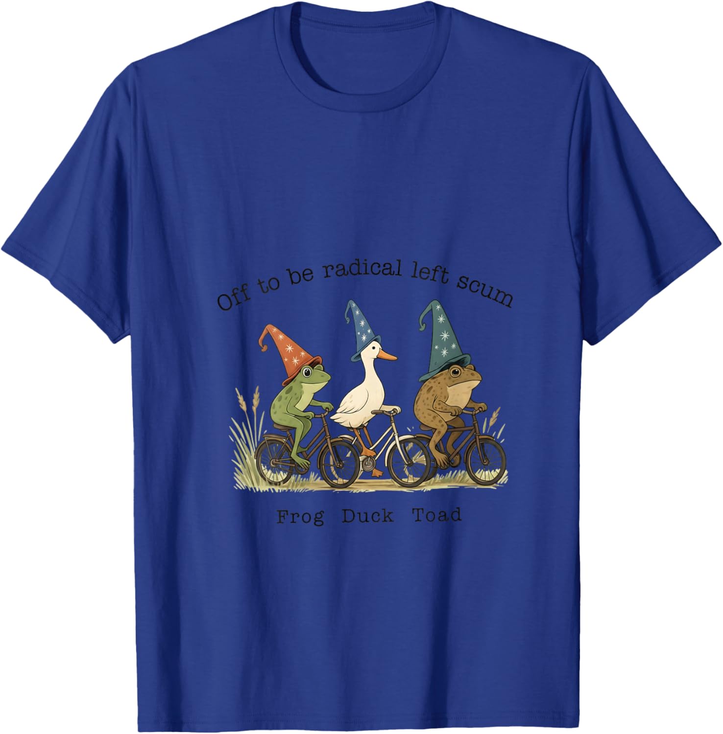 Women's Funny Frog Duck Toad Off to Be Radical Left Scum Men Women V-Neck T-Shirt - T-Shirt | Royal