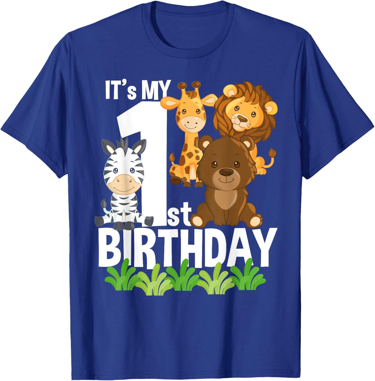 It's My 1st Birthday Zoo Theme Birthday Safari Jungle Animal T-Shirt - T-Shirt | Royal