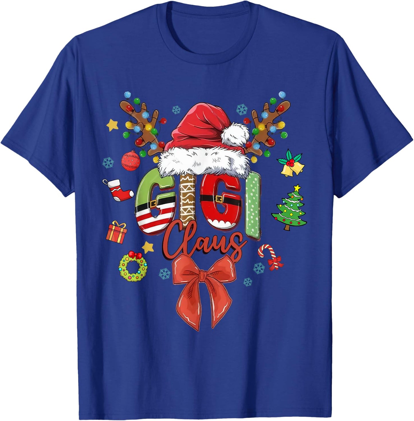 Gigi Claus Coquette Christmas Matching Family Xmas Santa Hat T-Shirt - T-Shirt | Royal