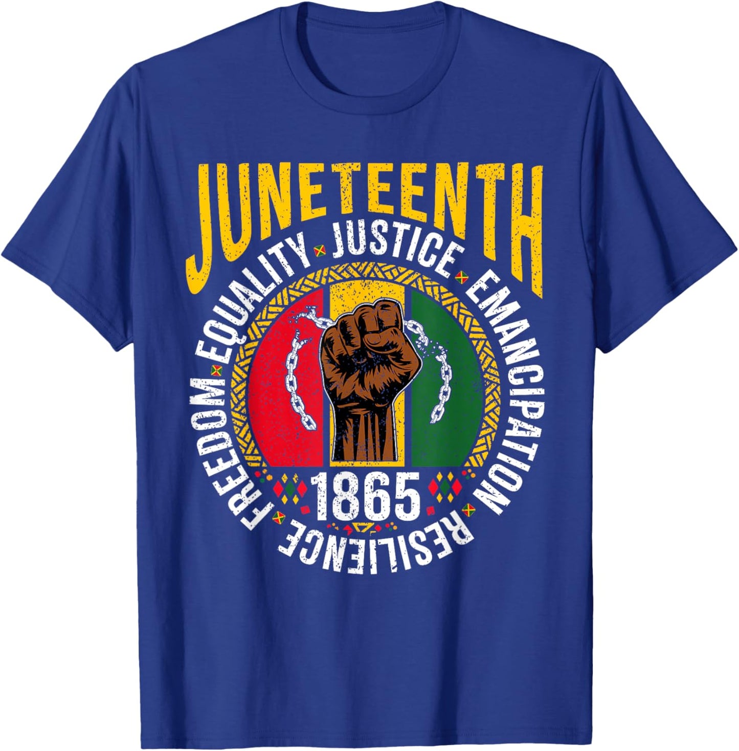 Juneteenth Men Black Freedom Equality Celebration T-Shirt - T-Shirt | Royal