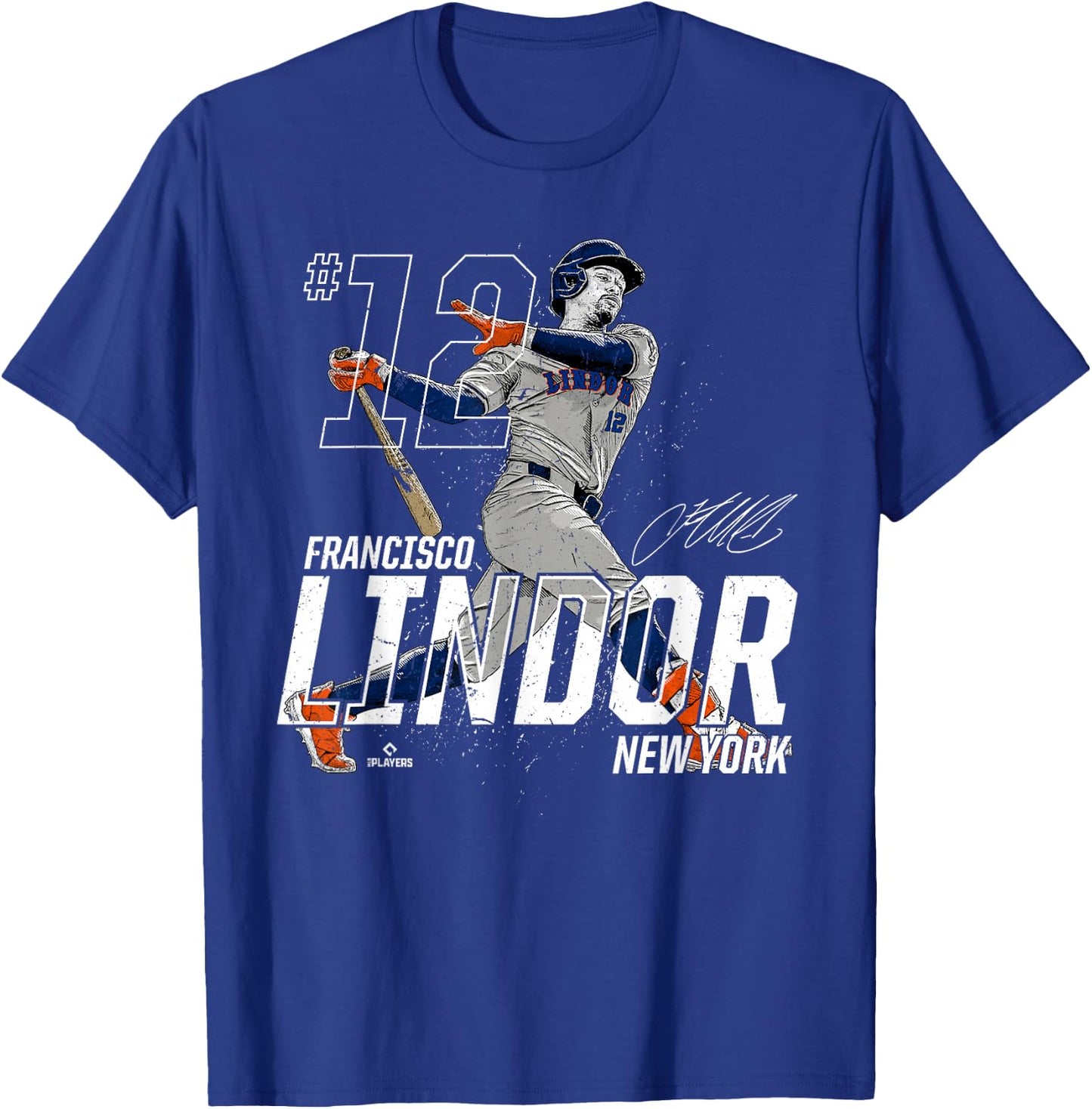 Dynamic Pose Francisco Lindor New York Baseball MLBPA T-Shirt - T-Shirt | Royal