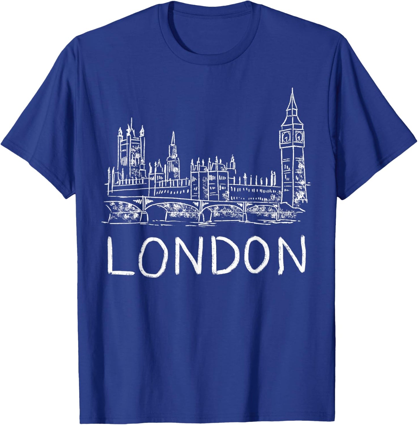 London White Unique Hand Drawn Art T-Shirt - T-Shirt | Royal