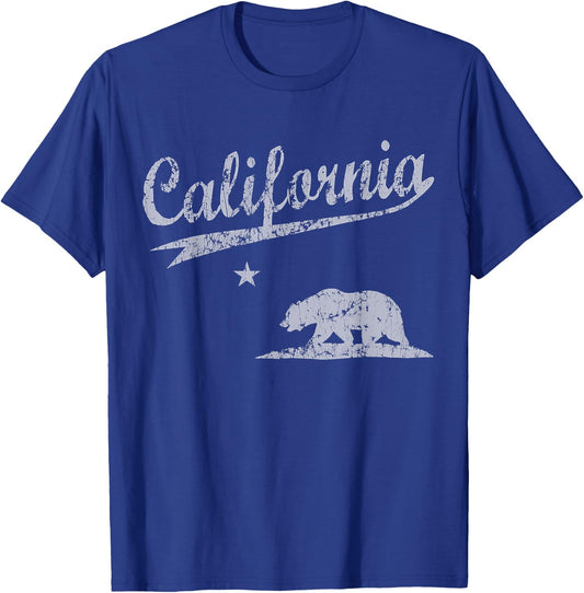 California Republic Flag Vintage Distressed Men Women Kids T-Shirt - T-Shirt | Royal