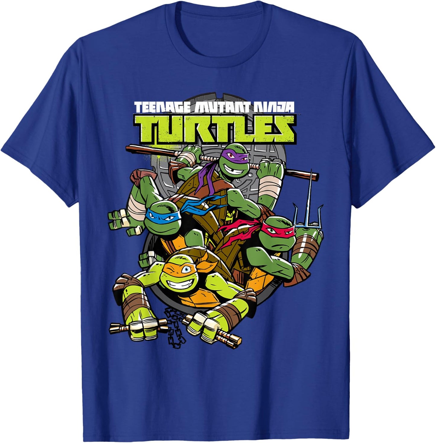 Teenage Mutant Ninja Turtles Climbing Out Of Sewer T-Shirt - T-Shirt | Royal