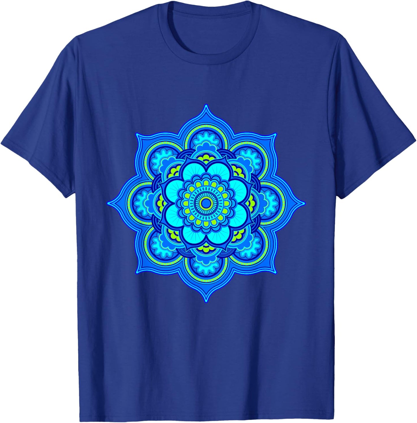 Yoga Mandala bright blue and turquoise T-Shirt - T-Shirt | Royal
