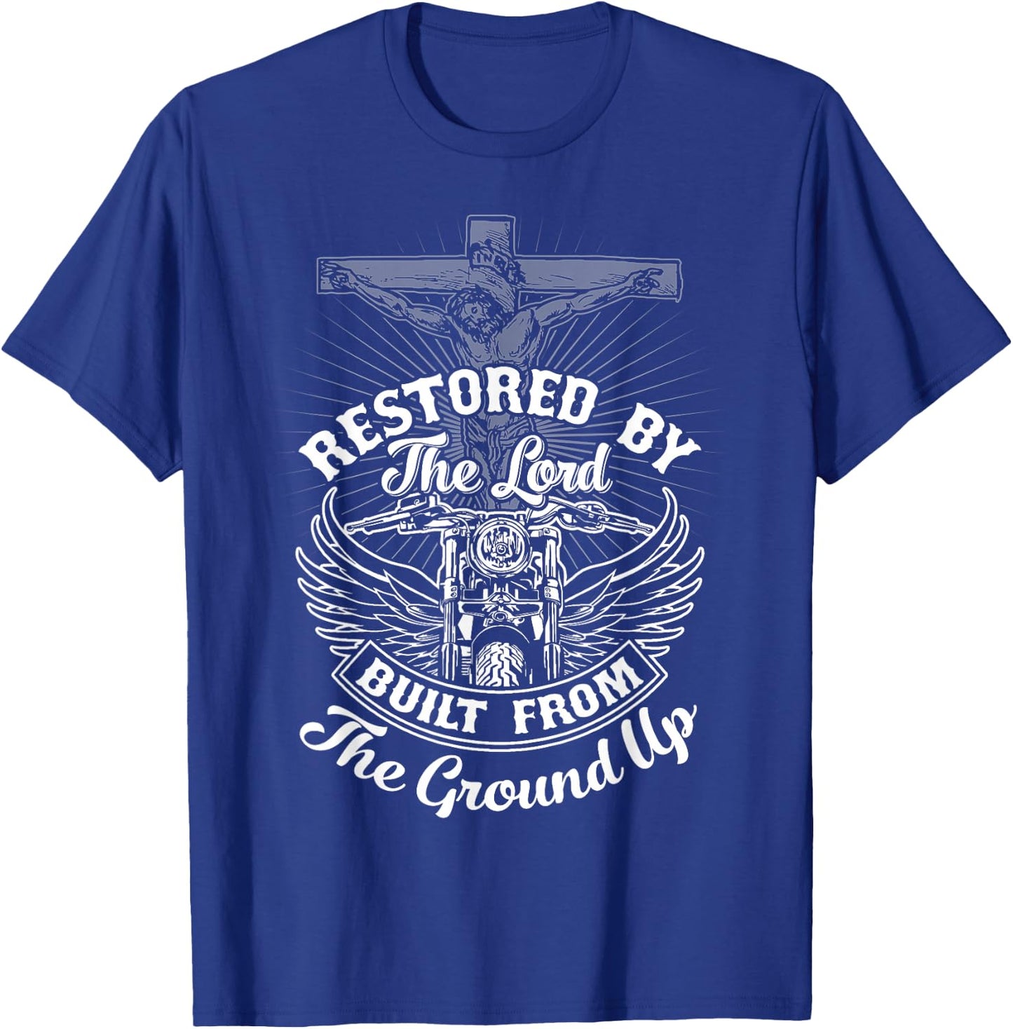 Christian Biker Shirt Motorcycle Jesus Design Restored Lord T-Shirt - T-Shirt | Royal