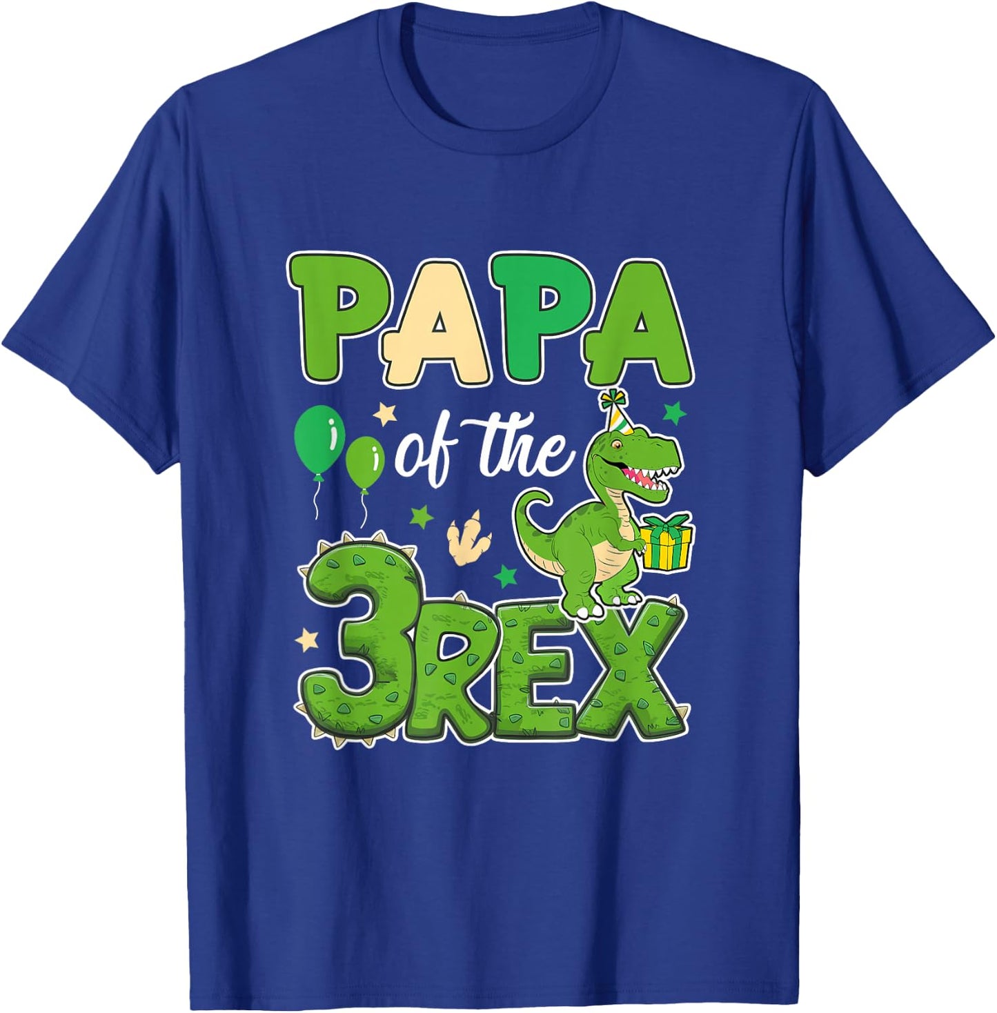 Papa Of The Three Rex Birthday Dinosaur Family Matching T-Shirt - T-Shirt | Royal