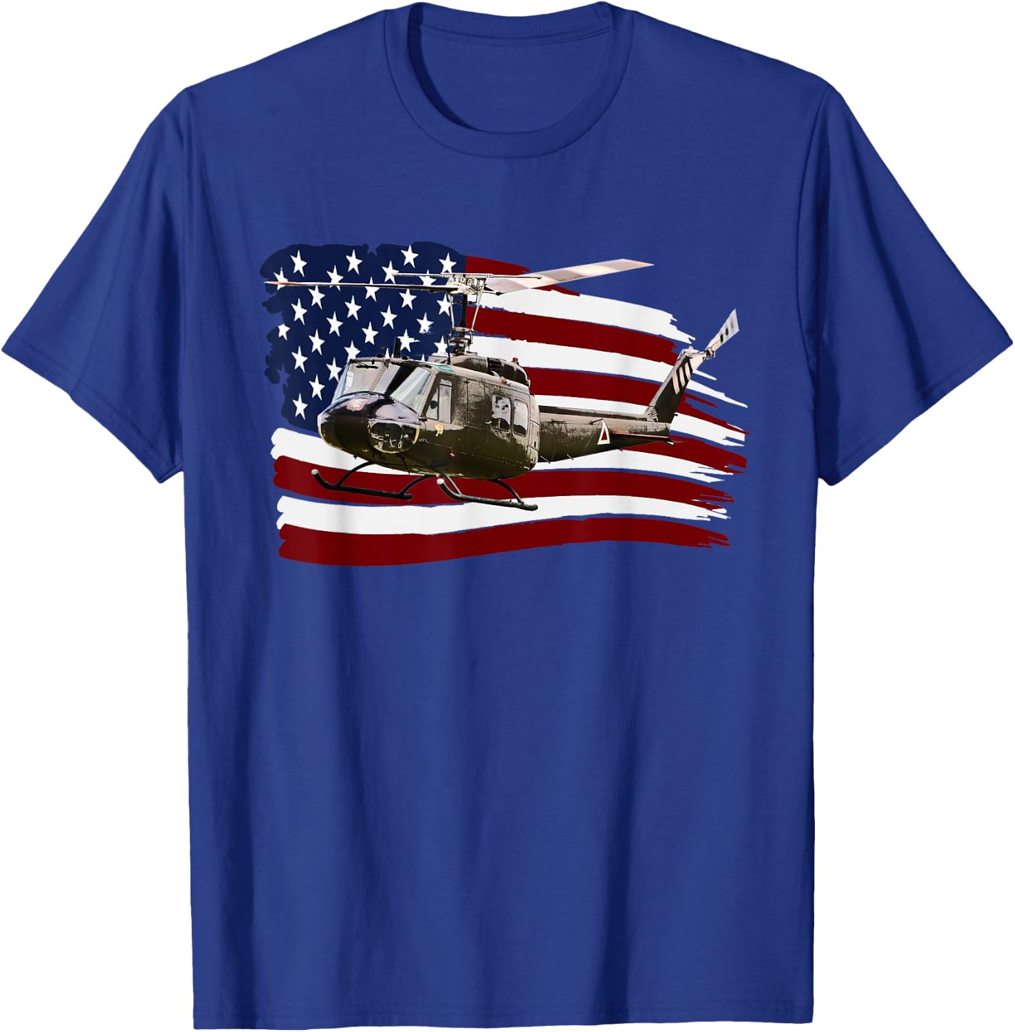 UH-1 UH1 Huey Helicopter T shirt American Flag usa T-Shirt - T-Shirt | Royal